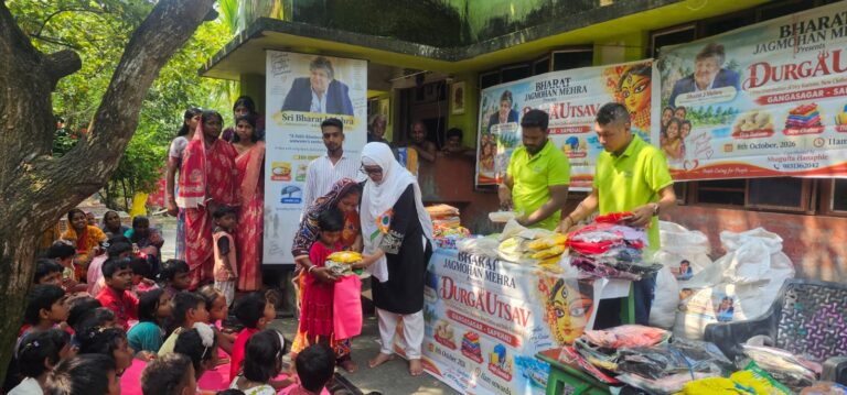 DURGA UTSAV 2026: Bharat J Mehra Takes the Spirit of Puja to the Children of Ganga Sagar with Free Distribution of New Clothes, Dry Rations and Daily Essentials at Sapkhali